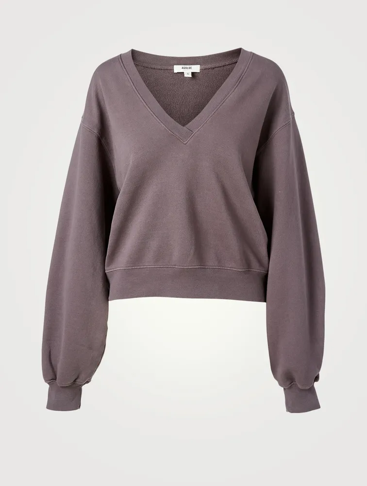 Cotton Balloon-Sleeve Sweatshirt