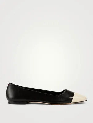Gigi Leather Ballet Flats With Cap Toe