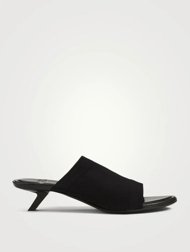 Stretch Technical Knit Heeled Mule Sandals