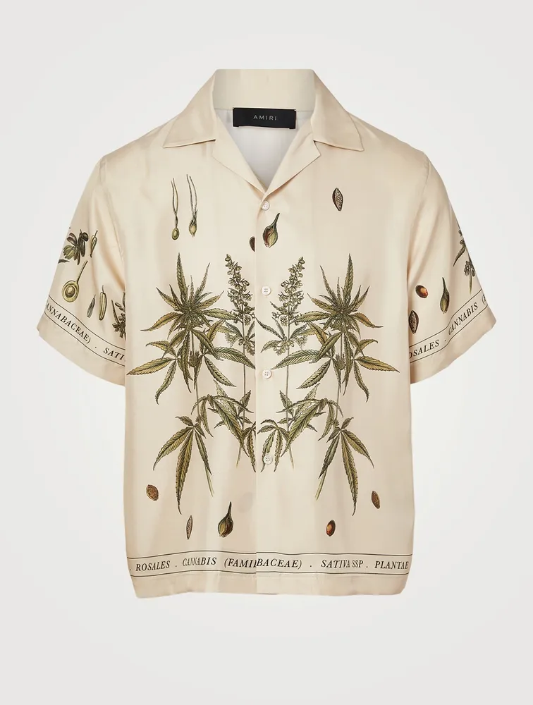 Botanical Leaves Silk Shirt