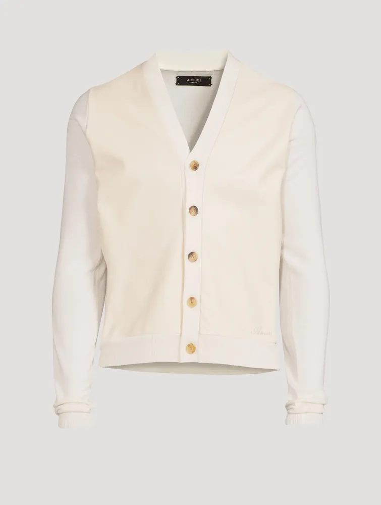 Silk Cardigan With Leather Front