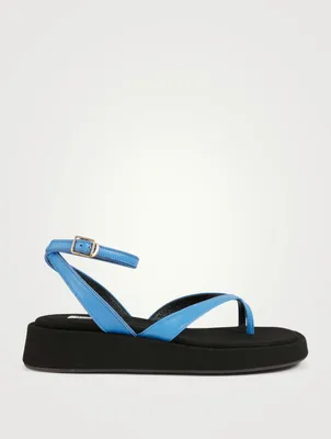 X Ankle-Strap Leather Platform Sandals