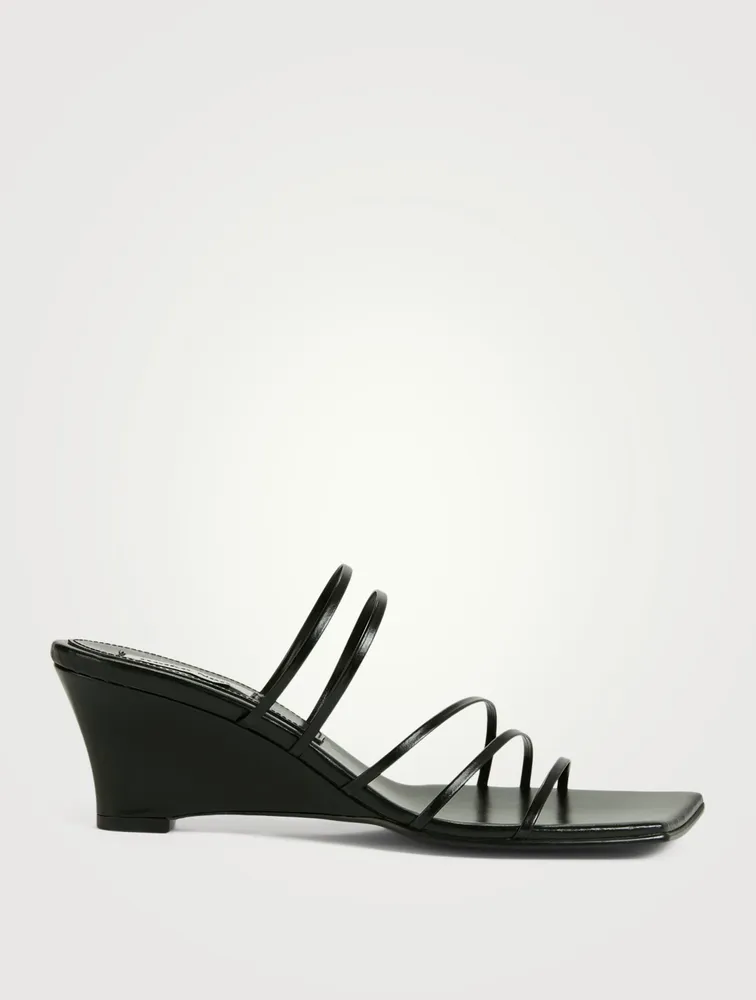 5 Strap Leather Wedge Sandals
