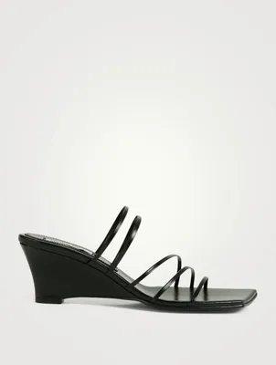 5 Strap Leather Wedge Sandals