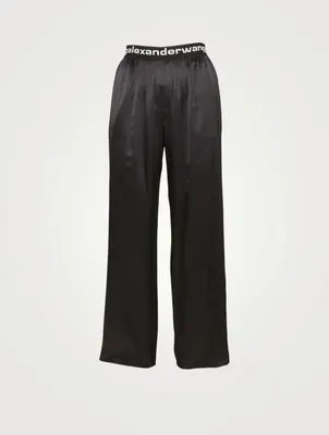 Silk Pants With Logo Waistband