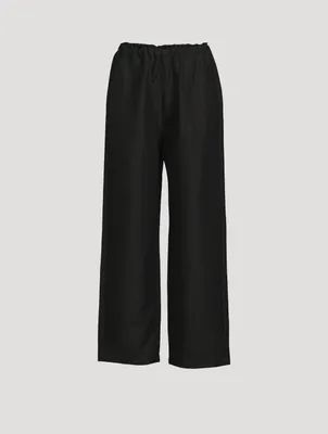 Linen Stretch Wide Pants