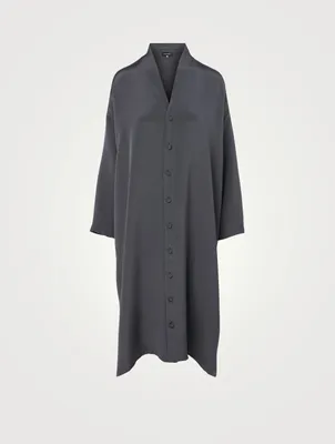 Silk Wide A-line Shirt Dress