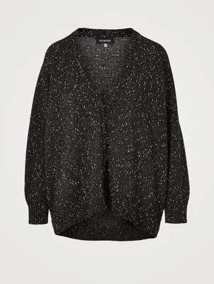 Linen-Blend Cardigan With Dropped Back