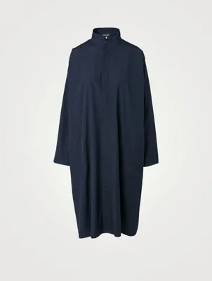 Cotton A-Line Shirt Dress With Step Insert