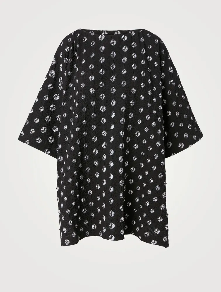 Cotton Shibori Boatneck Tunic Top