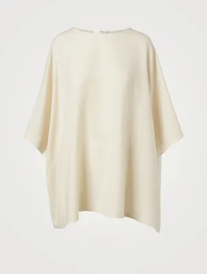 Estela Wool Cape-Sleeve Top