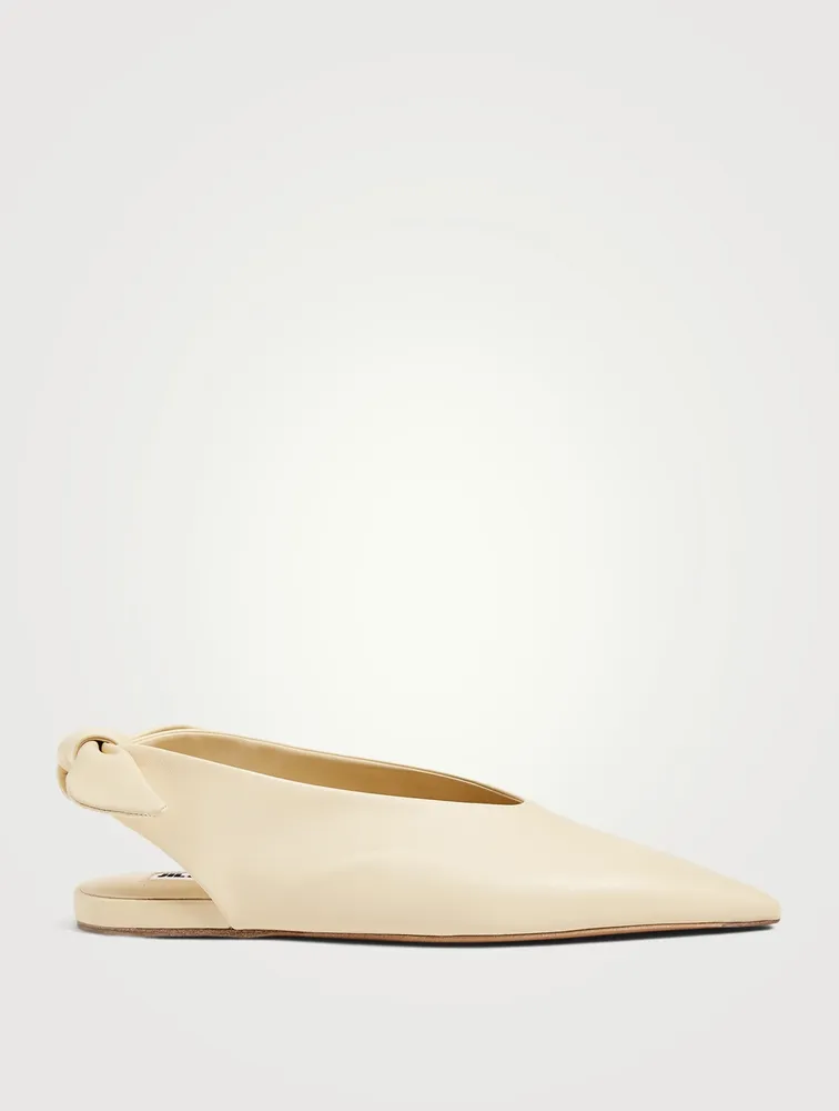 Leather Tie Slingback Ballet Flats