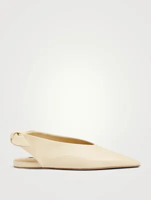Leather Tie Slingback Ballet Flats