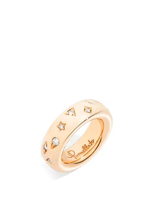 Medium Iconica 18K Rose Gold Ring With Diamonds