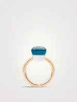 Classic Nudo 18K White And Rose Gold Ring With London Blue Topaz