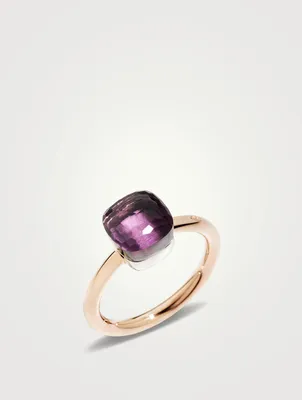 Petit Nudo 18K Rose And White Gold Ring With Amethyst