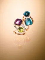 Petit Nudo 18K Rose And White Gold Ring With London Blue Topaz