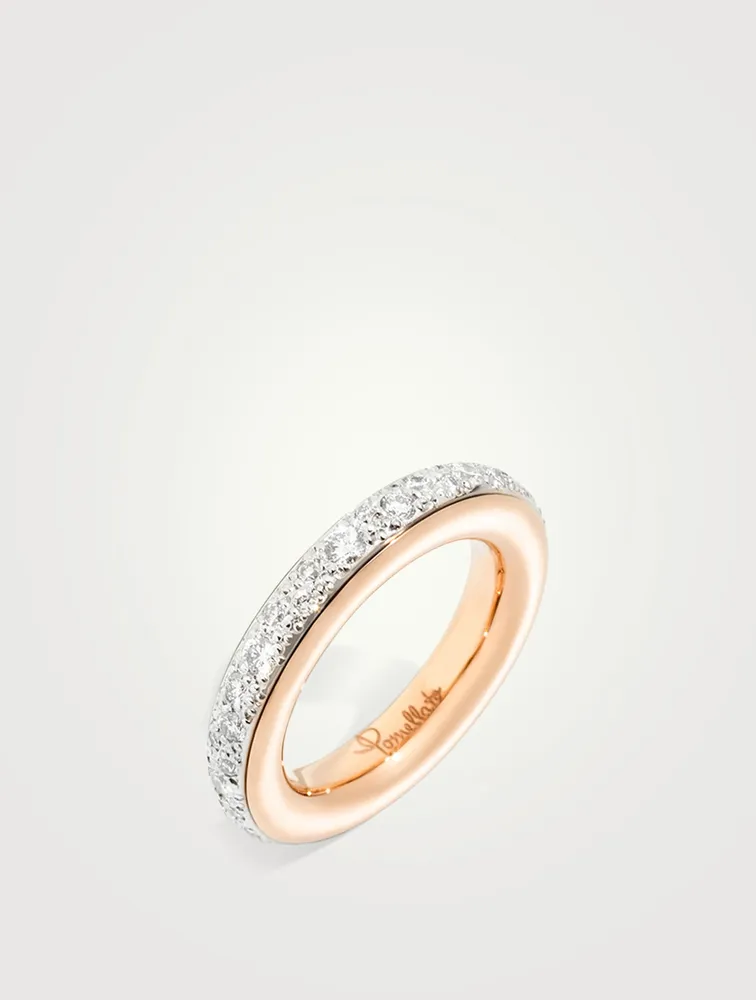 Small Iconica 18K Rose Gold Ring With Diamonds