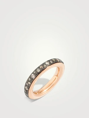 Small Iconica 18K Rose Gold Ring With Brown Diamonds