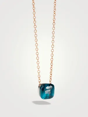 Nudo 18K Rose And White Gold Pendant Necklace With London Blue Topaz