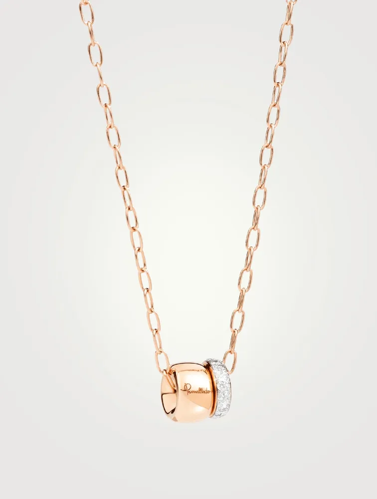 Iconica 18K Rose Gold Pendant Necklace With Diamonds