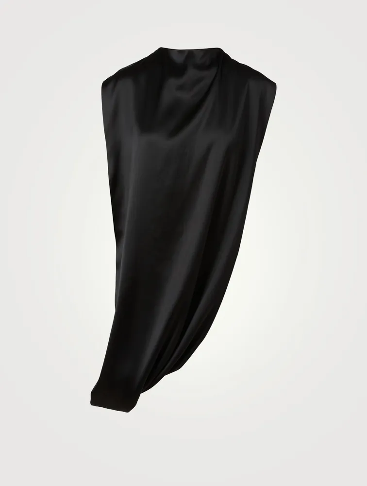 Asymmetrical Drapé Blouse With Jewel Ring