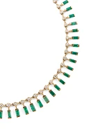 18K Gold Dot Dash Choker Necklace With Emerald And Diamonds