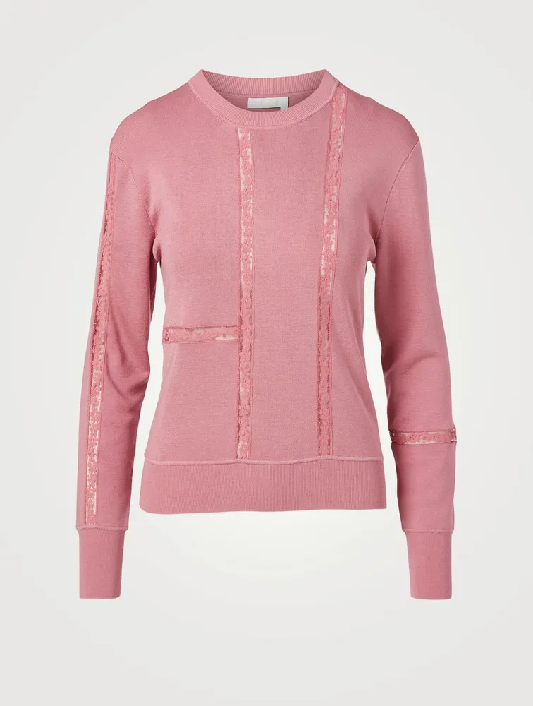Silk And Cotton Sweater With Lace