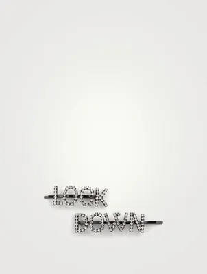 Set Of Two Lock Down Crystal Hair Pins