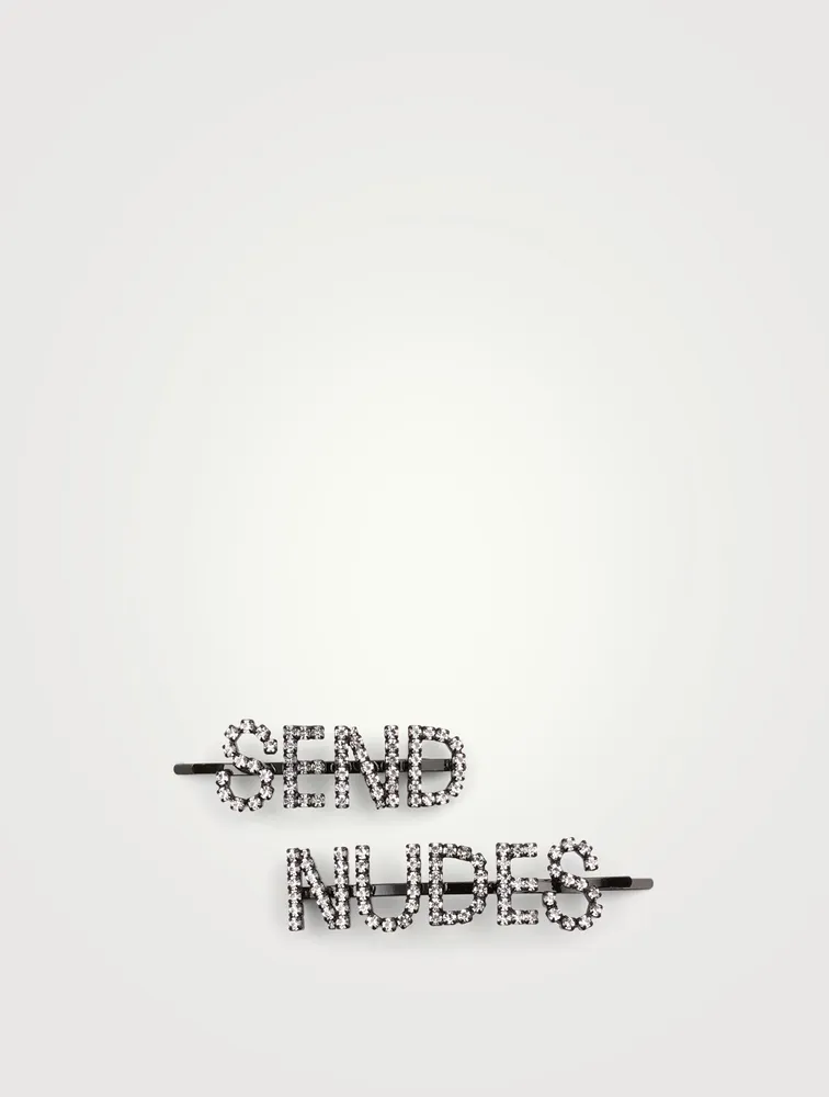 Set Of Two Send Nudes Crystal Hair Pins