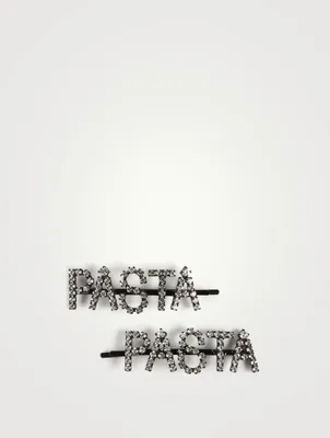 Set Of Two Pasta Crystal Hair Pins