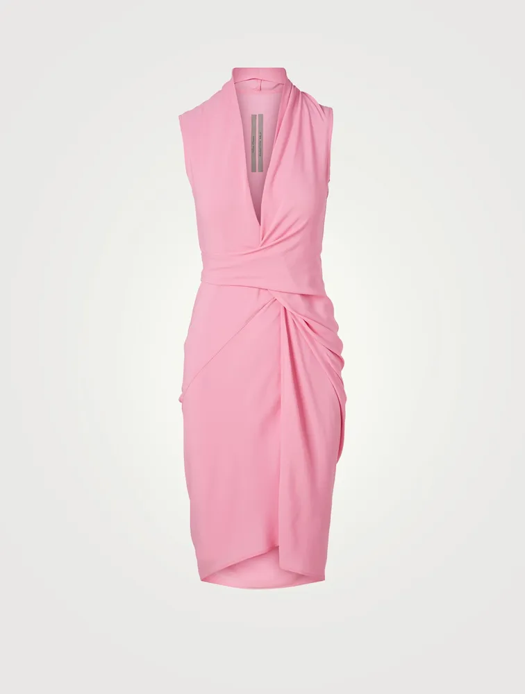 Silk-Blend Wrap Mini Dress