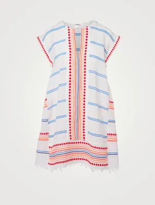 Hiwat Cotton Caftan Dress Striped Print