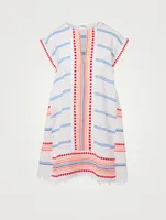 Hiwat Cotton Caftan Dress Striped Print