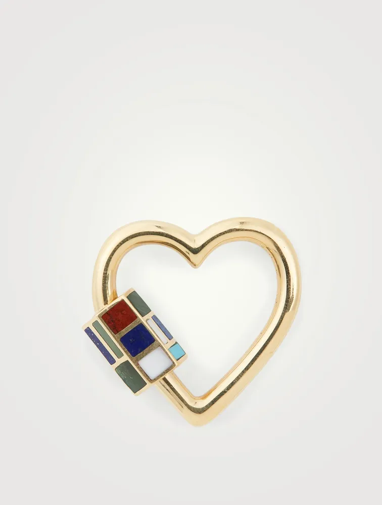 18K Yellow Gold Inlay Heart Lock