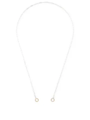 Sterling Silver Square Link Chain With Gold Loops