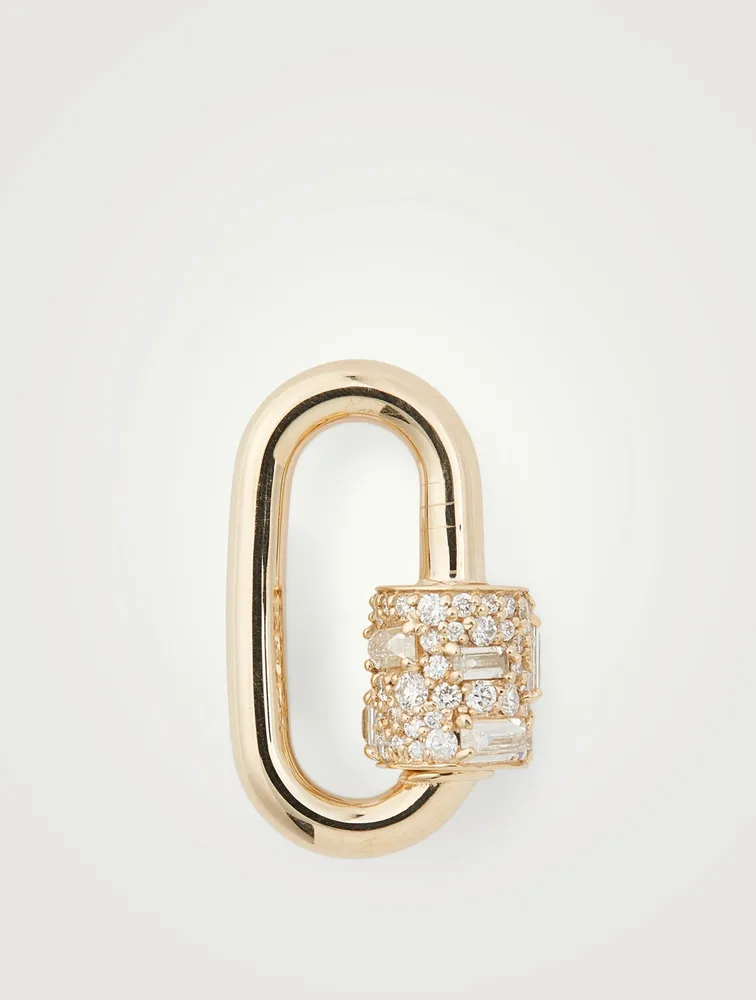 14K Yellow Gold Chubby Medium Lock With Diamonds