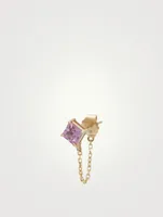 14K Gold Chain Earring With Pink Sapphire