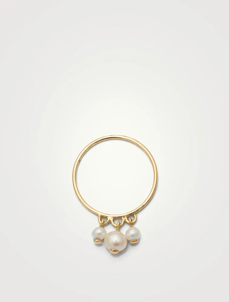 14K Gold Pearl Triplet Ring