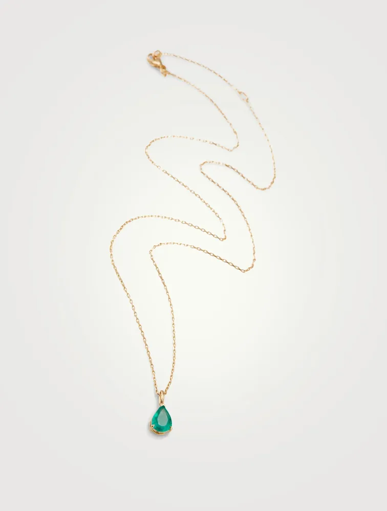 18K Gold Emerald Dewdrop Necklace