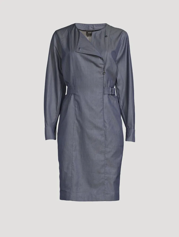 Sea Island Cotton Denim Wrap Dress