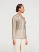 Silk Cotton Structured Lines Knit Hoodie