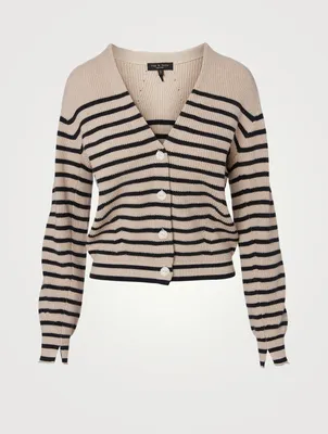 Ann Cotton And Cashmere Cardigan Striped Print
