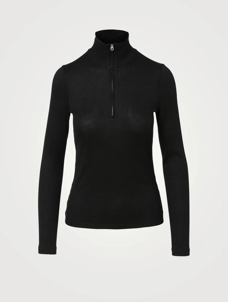 Rib Knit Half-Zip Top