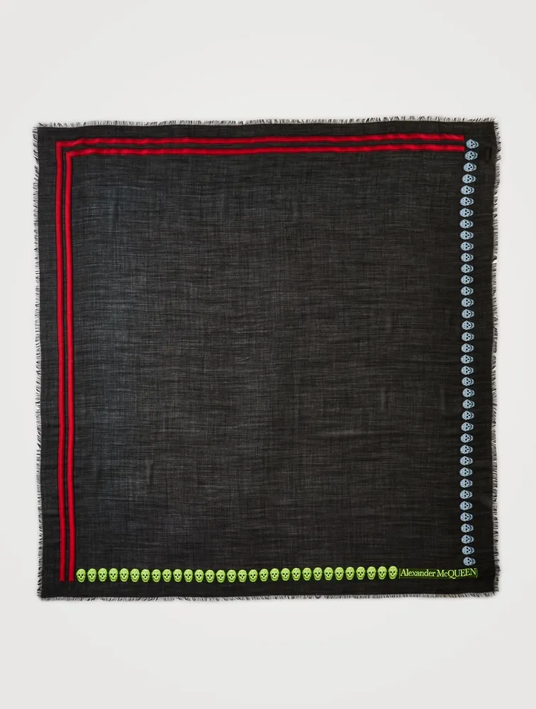 Skull And Stripe Border Scarf