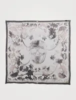 Overprint Bloom Silk Skull Scarf