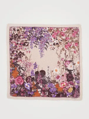 Wool Square Scarf In Giardino Print
