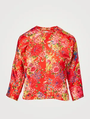 Chiffon Satin Top Floral Print