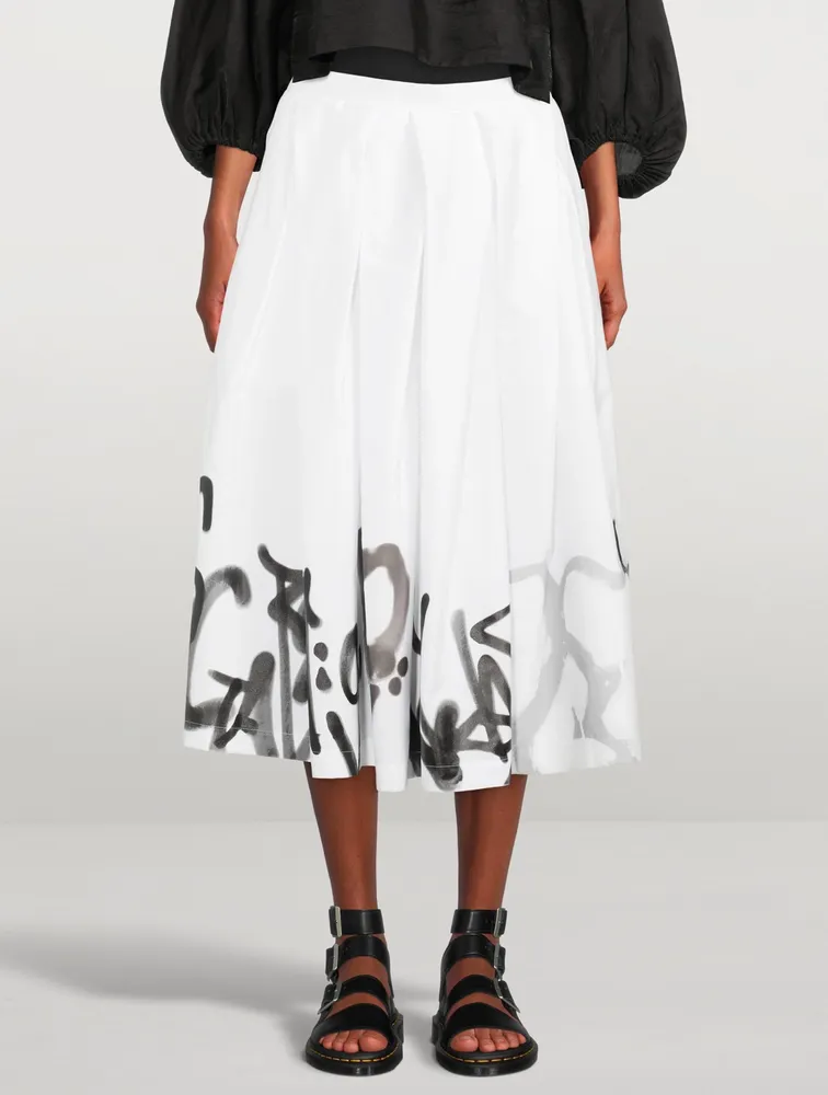 Cotton Midi Skirt Graffiti Paint
