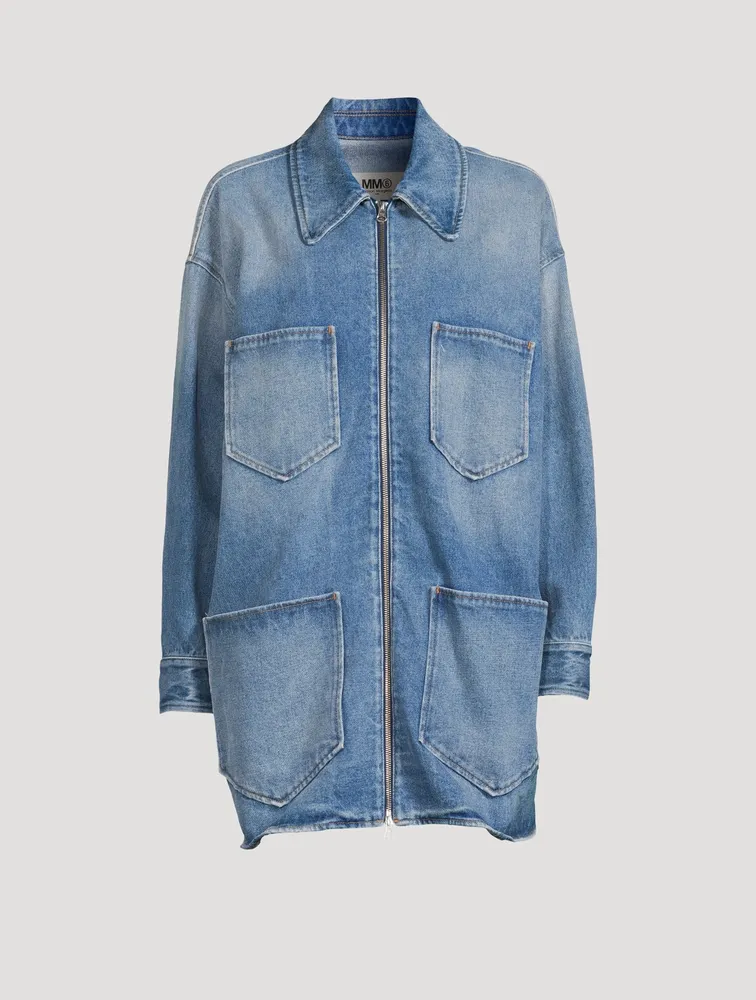Long Zipped Denim Jacket